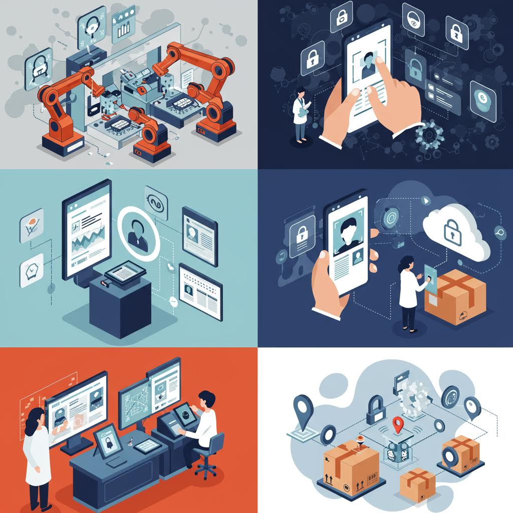 청록색 빛의 미래형 도시 풍경에서 한 사람이 원형 플랫폼 위에 서 있는 모습. 주변으로 홀로그램 화면들과 디지털 인터페이스들이 떠 있고, 도시의 고층 건물들이 배경에 보이는 사이버펑크 스타일 이미지다..